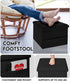16"x12"x12" Zoes Homeware Small Storage Ottoman Foot Rest, Velvet Ottoman with Storage and Side Pocket, Black Foot Rest