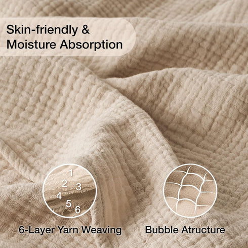 Kozyhvn 6 50"x70" Layers Cotton Muslin Blankets, Lightweight Cotton Throw, Cooling Soft Throw Blanket for Year-Round