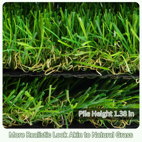 3 5 1.38" Artificial Turf Grass FT x FT, Fake Grass Pile Synthetic Rug Outdoor Indoor, Realistic Grass Carpet Mat