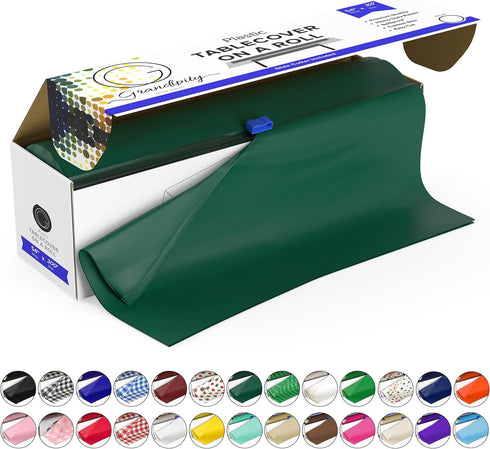 Grandipity Plastic Tablecloth Roll - 54in x 300 Ft. Dark Green Plastic
