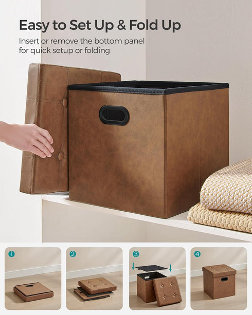 15 Inches 660 lb, ULSF030K01 SONGMICS Mazie Collection - Ottoman with Storage, Footstool, Storage Ottoman with Metal