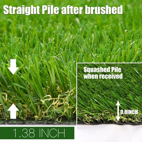 3' 5' 1.38" AYOHA Artificial Turf x Realistic Synthetic Grass, Pile Height, Fake Lawn, Landscape for Pets Area, Play