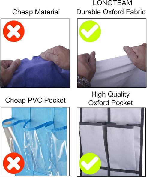 Shoe Organizer Over the Door, 12 Pockets Hanging Shoe Rack for Bedroom Closet Storage (Gray-2 Pack)