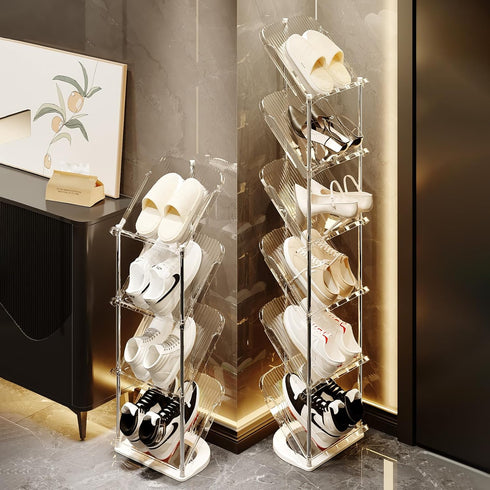 3 YYW Narrow Shoe Rack Vertical Shoes Rack for Entryway Corner Shoe Storage Organizer for Small Spaces Transparently