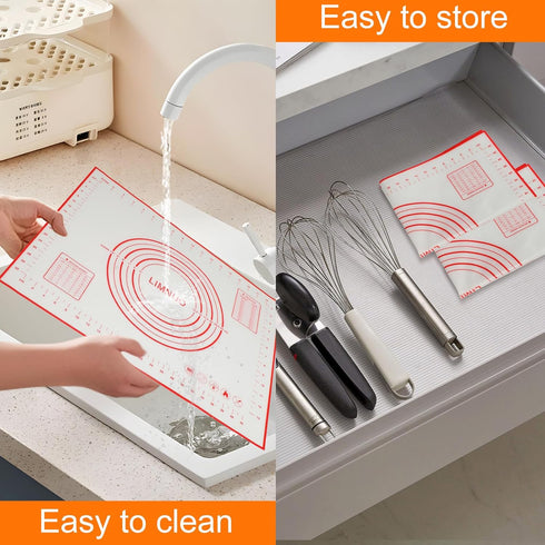 Silicone Baking Mat, Non Stick Rolling Dough with Measurements for Pie Pizza Cookies