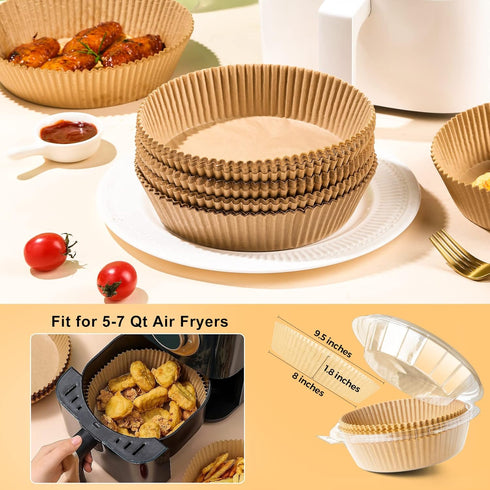 Air Fryer Paper Liner Disposable: 100PCS 8 Inch Parchment Paper Sheets for Non Stick Grease & Water Proof Cooking