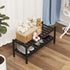Dranixly 2-Tier Closet, Shoe Rack, Bamboo Stackable Shelf Storage Organizer, Stand for Entryway and Hallway Black