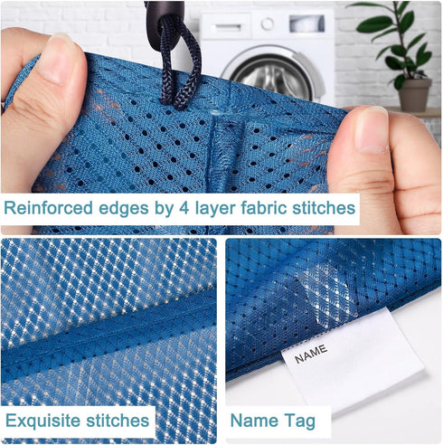 Extra Large Heavy Duty Mesh Laundry Bags with ID Tag, Locking Drawstring Closure - 2 Pack, 30 x 36 inches, Washable for