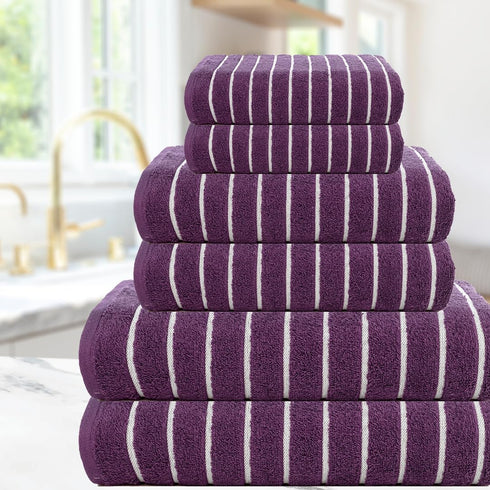 6 Set- 600 2 2 2 CASA COPENHAGEN Ecstatic Pieces Towel Dark Purple, GSM Bath Towel Hand Towel Washcloth, Designed