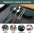 Travel Cutlery Set, 18/8 Stainless Steel Utensils, Reusable with Case, Portable Silverware Lunch Box (Green)