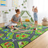 4x6 3-12 Merelax Kids Car Area Rug, Green Grey Area Road Rugs for Living Room Playroom Classroom Bedroom, Non Slip Kids