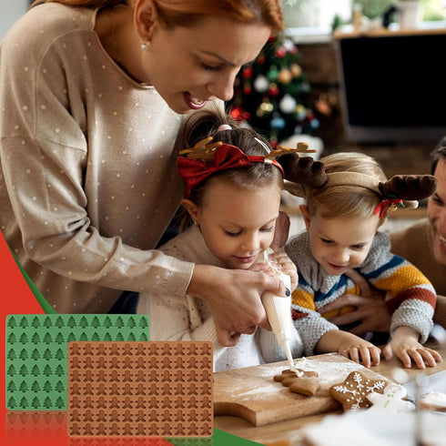 Christmas Silicone Molds Mini Xmas Tree & Gingerbread Candy Chocolate Mould, Non-Stick Baking Mold for Cake Decor, 2Pcs