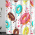 Colorful Donuts Shower Curtain Sets with Hooks, Pink Chocolate Lemon Blue Mint Glaze on White, Waterproof Bathroom Decor
