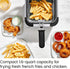 Chefman Fry Guy, Compact Deep Fryer with 1.6-Quart Capacity, Easy-View Window, Adjustable Temp Control, Stainless