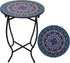 Weogot Outdoor Metal Side Tables, 14" Round Patio Side Table, Weather Resistant Metal