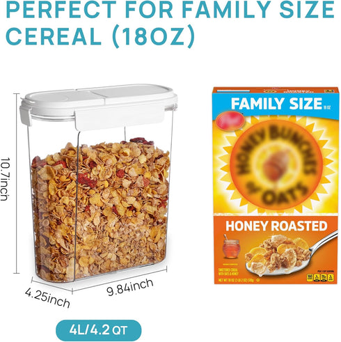 Set, 3 (135.2oz/4L) Vtopmart Cereal Containers PCS Airtight Food Storage Container with Flip-Top Lids, Plastic
