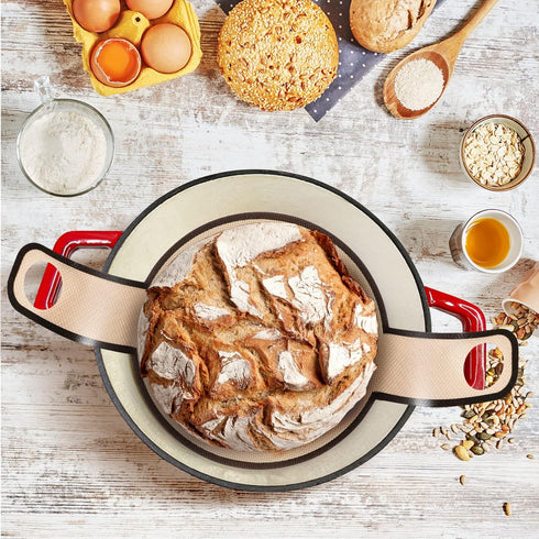 Glass Fiber Baking Mats for Oven Bread Baking Non- Stick Dough Bread Sling Baking Mat Long Handles Sling Baking Mat for Transfer of Dough