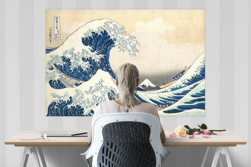 The Great Wave off Kanagawa by Katsushika Hokusai Poster Print, 24in Tall X 36in Wide