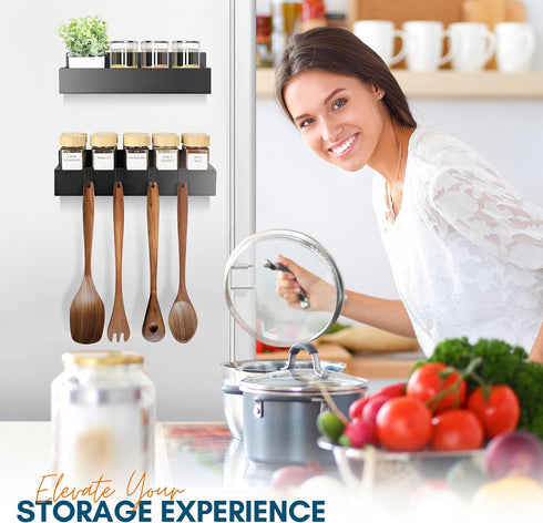Magnetic Shelf, 2-Pack Magnetic Spice Rack for Refrigerator, Storage for Tiny Home Kitchen