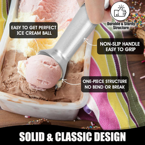 7 inch CUNSENR Ice Cream Scoop - One-Piece Nonstick Aluminum Ice Cream Scooper - Professional Metal Ice Cream Spoon