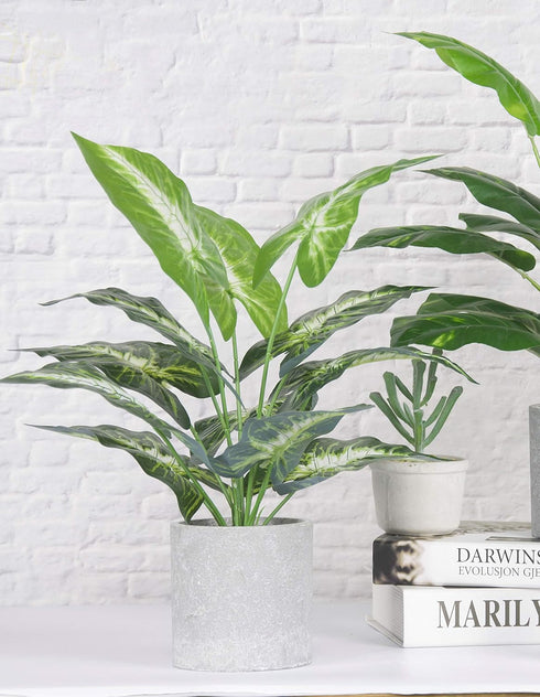 16" Small Artificial Tropical Fake Plants for Indoor Office Desk, Shelf, Bathroom Home Decor