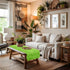 36'' Summer Spring Green Table Runner Short, Small Fluffy Faux Fur Dresser Runners for Bedroom, Furry Coffee Table