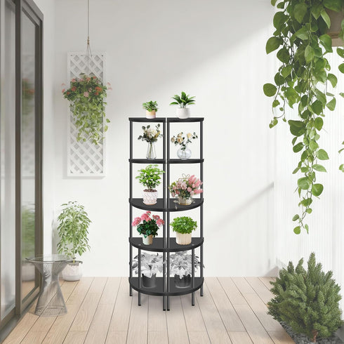 5 Qupui Tier Corner Shelf Stand, Tall Display Rack Multipurpose Shelving Unit, Storage Home Decor Organizer Shelves