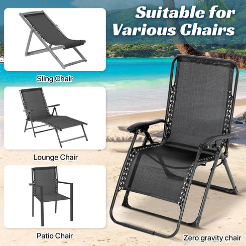 17 Inch Zero Gravity Chair Replacement Fabric with Bungee Cord Kit, Wide Repair Cloth with Replacement Cord for Anti