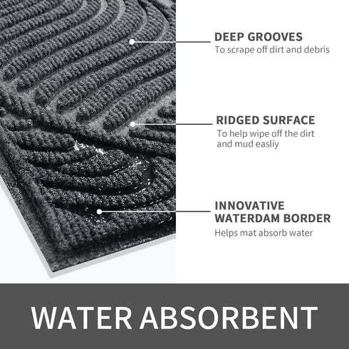 Yimobra Front Door Mat Outdoor Entrance, Ultra Water Absorbent, Heavy Duty Non-Slip Rubber Backing, 29.5x17 Inch