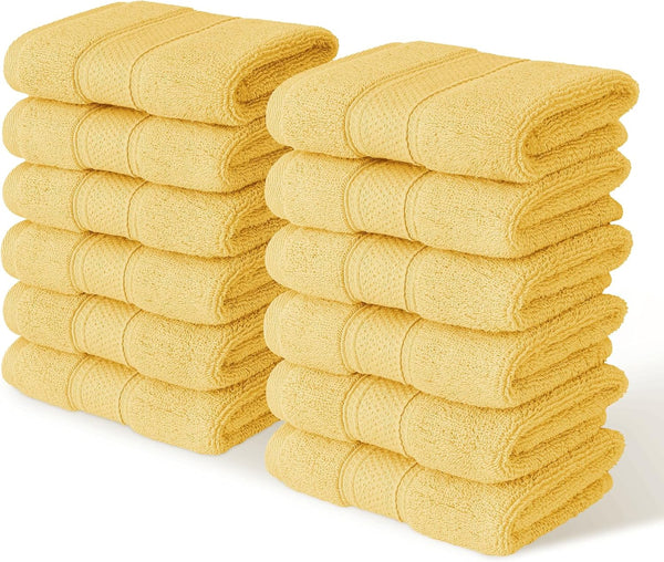 MoNiBloom 12-Piece 100% Cotton Face Wash Cloth Set for Bathroom Home Hotel