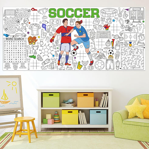 Soccer Giant Coloring Poster Football Large Versatile Activity Drawing Paper Coloring Tablecloth DIY Sport Theme Game