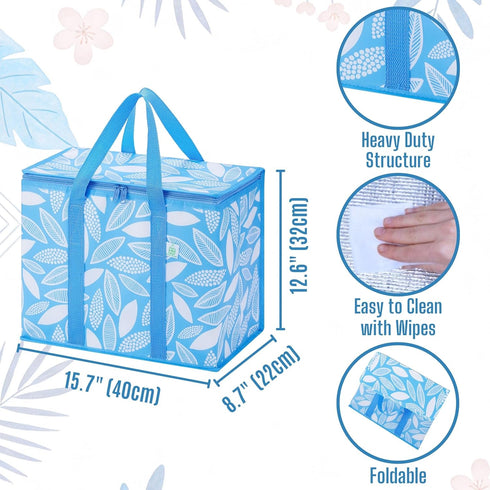 VENO 2 Pack 2 Pack) Insulated Cooler Bag, Reusable Grocery Shopping Bag for Food Delivery, Heavy Duty, Large Size