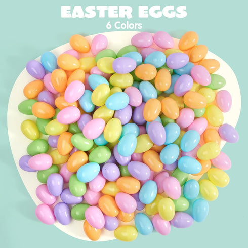 3.15" 25PCS JOYIN Pastel Easter Eggs, Large Plastic Eggs, Empty Colorful Fillable Eggshells for Easter Hunt, Party