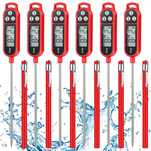 6 Pcs Meat Thermometer Food Thermometer with Probe, Instant Read Digital Cooking Thermometer for BBQ Kitchen