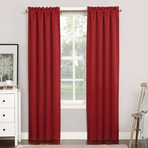 Sun Zero Easton Energy Saving Blackout Curtain Panel, 40" x 84", Red