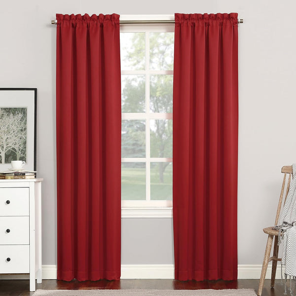 Sun Zero Easton Energy Saving Blackout Curtain Panel, 40" x 63", Red