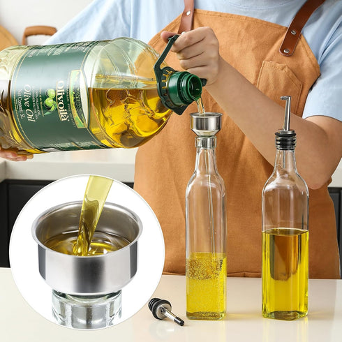 AOZITA 17oz 500ml Clear Glass Olive Oil Dispenser Bottle - Oil & Vinegar Cruet with Pourers and Funnel - Olive Oil