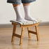 BAMBOO LAND- Bamboo Foot Stools Ottoman, Stripes Beige Cushion & Natural Wood Legs, Small Ottoman Foot Rest for Couch