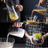 1L Glass Measuring Cups Jugs with Lid - Large Measuring Pitcher Beaker for Hot/Cold Liquid, Clear Scale with Spout