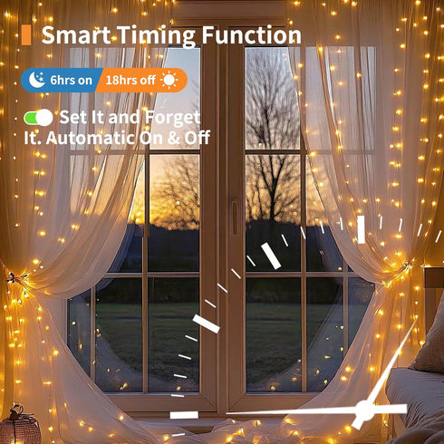 Patioman 200 6.6 6.6 Fairy Curtain Lights, LED Upgraded Tangle-Free Hanging Lights with Remote, USB Plug in String
