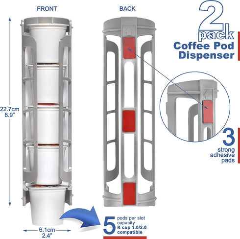 STORAGENIE Coffee Pod Holder, Side Mount K Cup Dispenser for Keurig Coffee Makers, Perfect for Small Counters