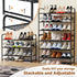 Closet, 3 Shoe Rack Tier Stackable Metal Shoe Shelf Organizer for Entryway, Stackable Heavy Duty & Adjustable, Black