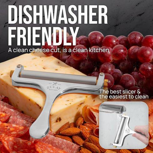 2 Mozzarella, Zulay Kitchen Stainless Steel Wire Cheese Slicer - Adjustable Hand Held Cheese Cutter with Extra Wires