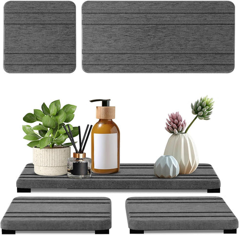 3PCS Water Absorbing Stone Tray, Drying Neat Diatomite Sink Tray, Instant Dry Coasters for Kitchen Sponge Holder (8 *