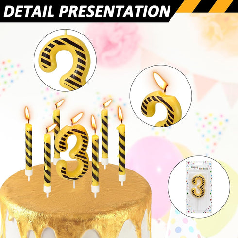 12 3 Pcs Construction Birthday Candles, Number Candle Construction Cake Topper, Digger Cake Topper for Boys Girls