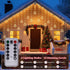 Remote,8 IP65 10 Christmas Tree Curtain Lights, Christmas Window Lights Decor with Lighting Modes, Waterproof, Hooks