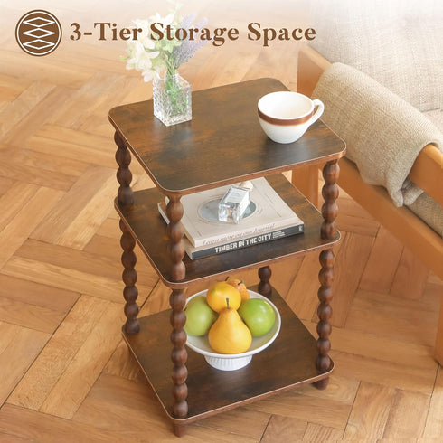Fultyle Side Table, Small End Table with Storage Shelf, Modern Bedside Table Night Stand for Living Room, Bedroom