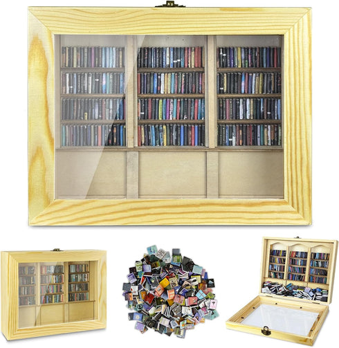 WAIZHIUA Anxiety Bookshelf 300pcs Mini Books Mini Bookshelf Ornament Miniature Bookshelf Decor Shake