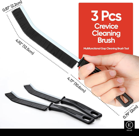 5 Pcs Multifunctional Crevice Cleaning Brush, Hard Bristle Grout Gap Cleaning Brushes for Bathroom, Kitchen, Tiles, Window, Door Tracks, & Household Use, Long Handle Cleaning Tool for Housekeeping by EZLAD