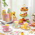 83 Set 3-Tier 12 Layhit Pcs Floral Tea Party for Girls Disposable Vintage Tableware with Cake Stand, Serves Paper Cups